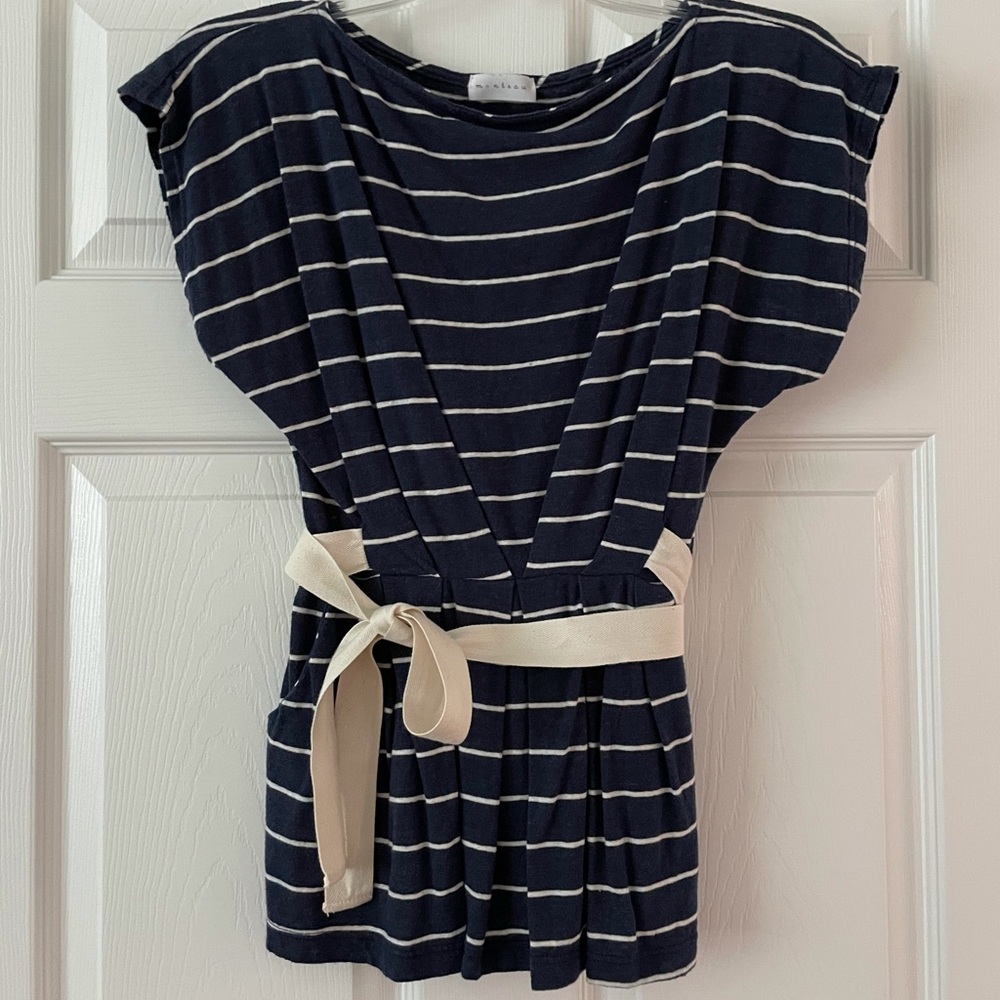 Navy & cream color top. Great with shorts!